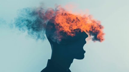 Surreal digital art depicting a human figure silhouetted against a background of deep swirling pollution and toxic fumes entering through their breath