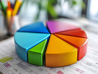 Fototapeta premium Diversified investment strategy - Managing an investor portfolio with a pie chart
