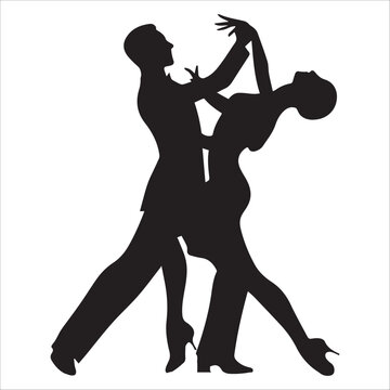 recommend clip art: Foxtrot dance vector illustration in black and white - Ballroom dance silhouette design
                    