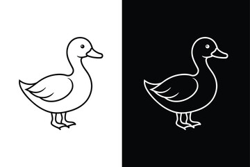 Duck line icon logo vector illustration design template. Duck icon black white