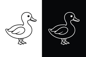 Duck line icon logo vector illustration design template. Duck icon black white background