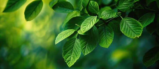Fototapeta premium Green Leaves Of A Tree Close