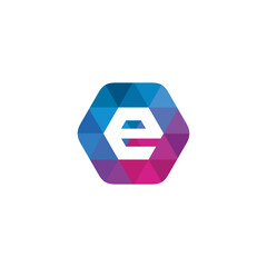 Letter E Hexagon logo design vector template