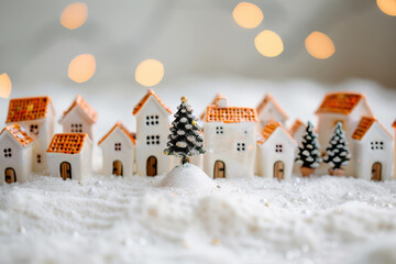 Obraz premium Christmas Tree in Middle of Porcelain Village