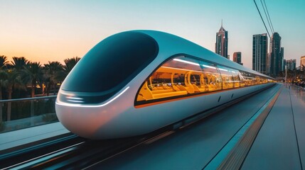 Photograph a futuristic transportation system, like hyperloop or electric scooters, changing the way people travel 
