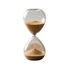 Classic Hourglass with Sand Flowing from Top to Bottom, Symbolizing the Passage of Time, Set Against a Clean White Background to Highlight the Hourglass