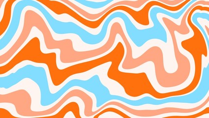 Abstract background of orange, blue and beige marble liquid
