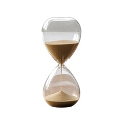 Classic Hourglass with Sand Flowing from Top to Bottom, Symbolizing the Passage of Time, Set Against a Clean White Background to Highlight the Hourglass