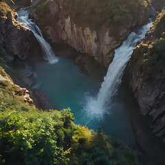 a waterfall that is flowing down a mountain side
