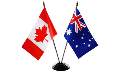 Miniature Flags of Canada and Australia: Celebrating Diplomatic Relations