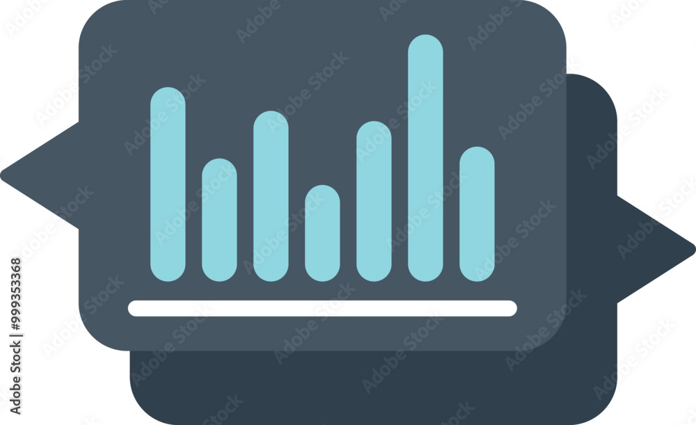 Wall mural this vector icon shows a speech bubble containing a growing bar chart, representing data analytics a