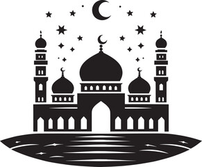 Beautiful mosque silhouette vector illustration isolated on a white background