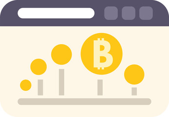 Website showing a chart with a bitcoin symbol and a growing up trend