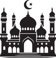 Beautiful mosque silhouette vector illustration isolated on a white background