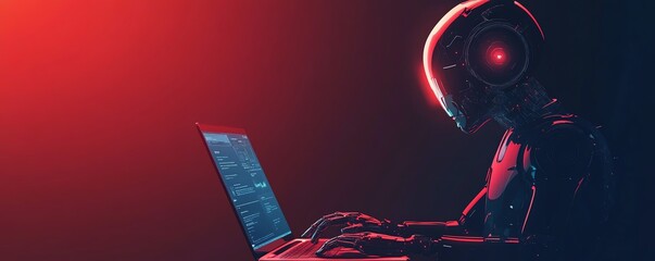 Problem and Ai error warning concept automatic warning system for notification error and maintenance Person using laptop with artificial Intelligence technology system error detect