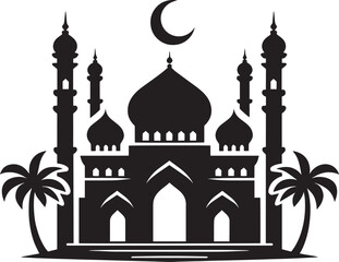 Beautiful mosque silhouette vector illustration isolated on a white background