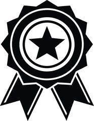 Best award badge monochrome clip art. vector illustration on black and white.