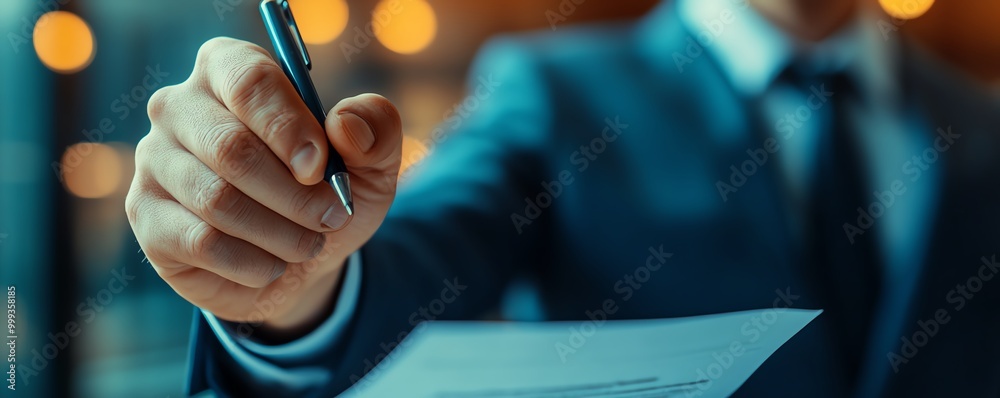 Aufkleber businessman working with approve document on virtual screen for business process workflow illustrati