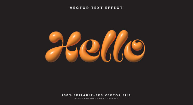 Hello 3D Inflated editable text effect Template