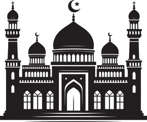 Beautiful mosque silhouette vector illustration isolated on a white background