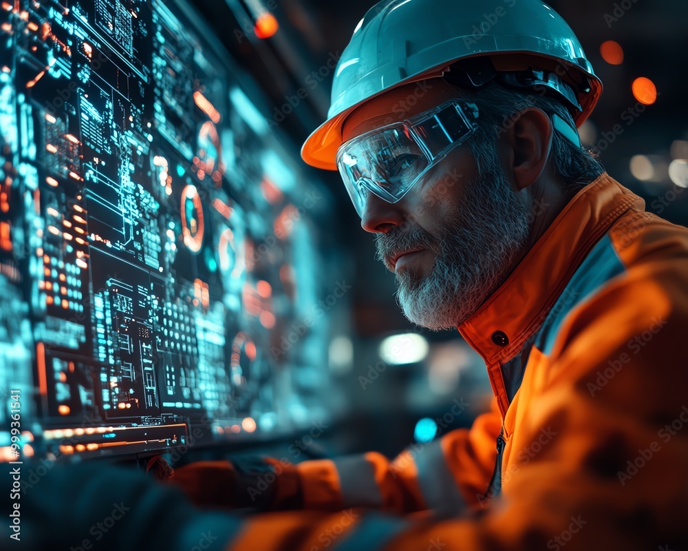 Poster Engineer Operator At Factory Doing Technology Process