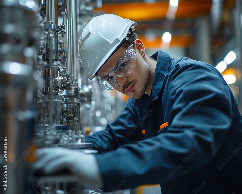 Poster Engineer Operator At Factory Doing Technology Process