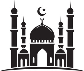 Beautiful mosque silhouette vector illustration isolated on a white background