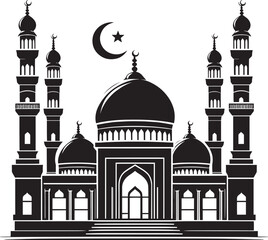 Beautiful mosque silhouette vector illustration isolated on a white background