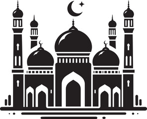 Beautiful mosque silhouette vector illustration isolated on a white background