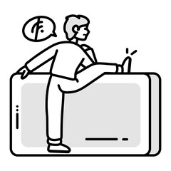 Border person with no internet sign, doodle icon 

