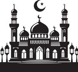 Beautiful mosque silhouette vector illustration isolated on a white background