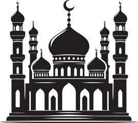 Beautiful mosque silhouette vector illustration isolated on a white background