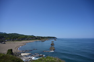 御野立公園の展望台から望む日本海