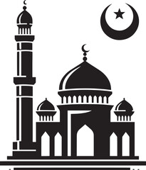 Beautiful mosque silhouette vector illustration isolated on a white background