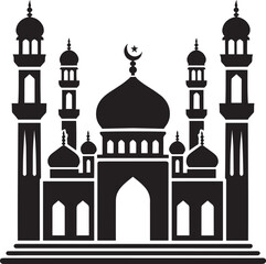 Beautiful mosque silhouette vector illustration isolated on a white background