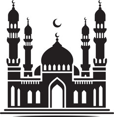Beautiful mosque silhouette vector illustration isolated on a white background
