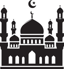 Beautiful mosque silhouette vector illustration isolated on a white background