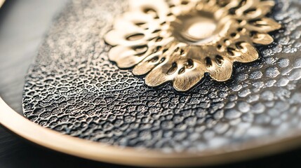 Obraz premium A detailed close-up of an artisan-crafted pendant highlights its exquisite patterns and luminous texture.