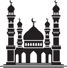 Beautiful mosque silhouette vector illustration isolated on a white background