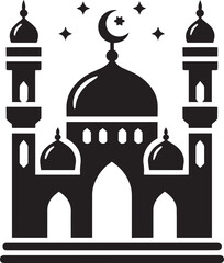 Beautiful mosque silhouette vector illustration isolated on a white background