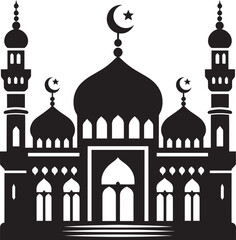 Beautiful mosque silhouette vector illustration isolated on a white background