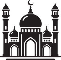 Beautiful mosque silhouette vector illustration isolated on a white background