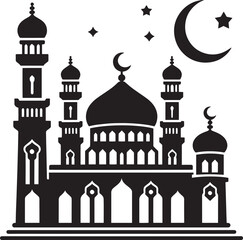 Beautiful mosque silhouette vector illustration isolated on a white background