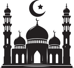 Beautiful mosque silhouette vector illustration isolated on a white background