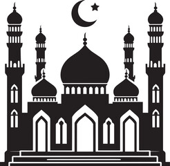 Beautiful mosque silhouette vector illustration isolated on a white background