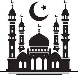 Beautiful mosque silhouette vector illustration isolated on a white background