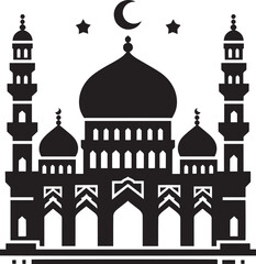 Beautiful mosque silhouette vector illustration isolated on a white background