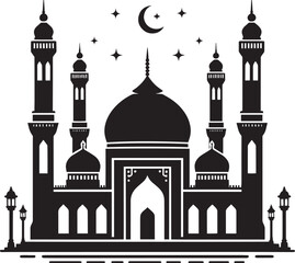 Beautiful mosque silhouette vector illustration isolated on a white background