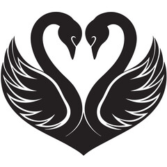 Swan love silhouette vector on a white background