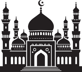Beautiful mosque silhouette vector illustration isolated on a white background
